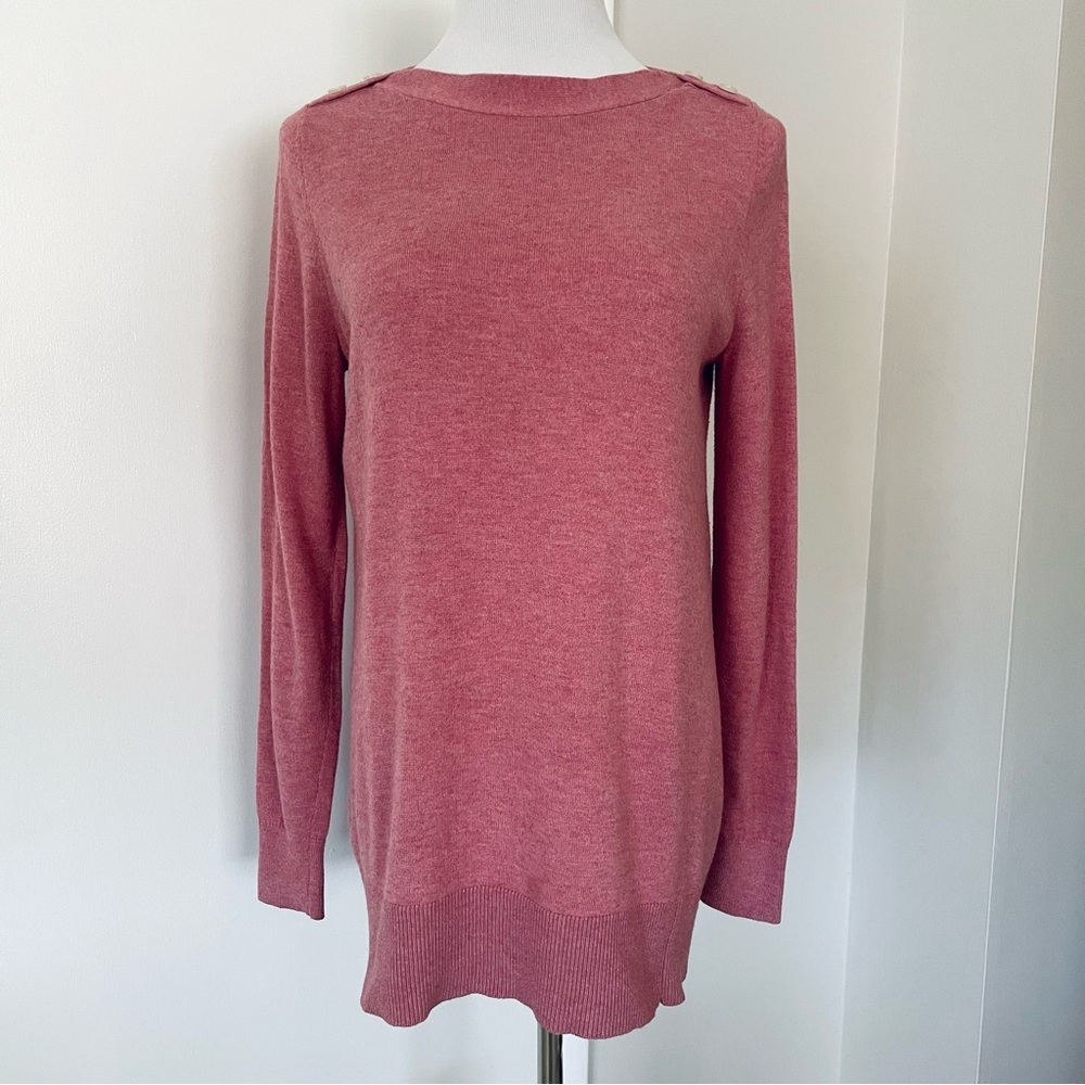 LOFT Button Neck Long Sleeve Pink Women’s Sweater Size M